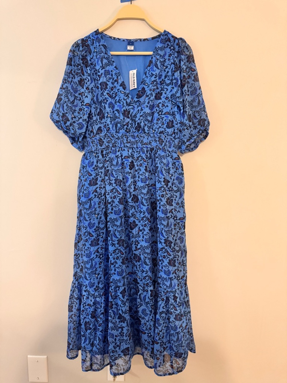 NWT Old Navy Blue Floral V-Neck Midi Dress